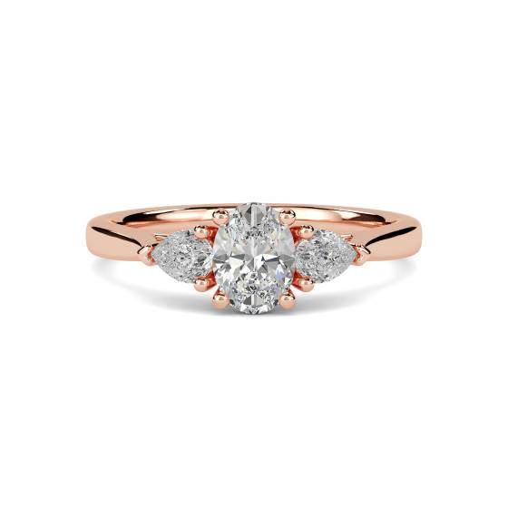 Eleganter Trilogie-Ring mit ovalem und birnenförmigem Diamanten