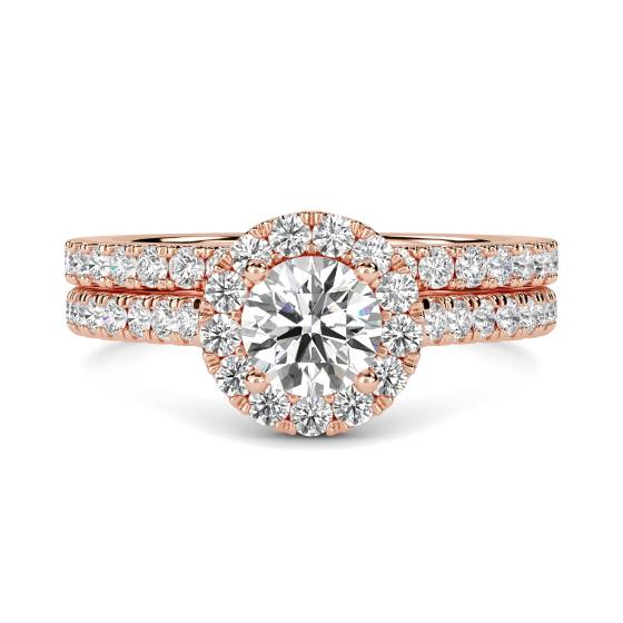 Runder Diamant-Schulterring mit passendem Band