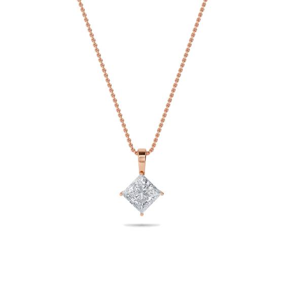 Moderner Prinzess-Diamant-Solitär-Anhänger