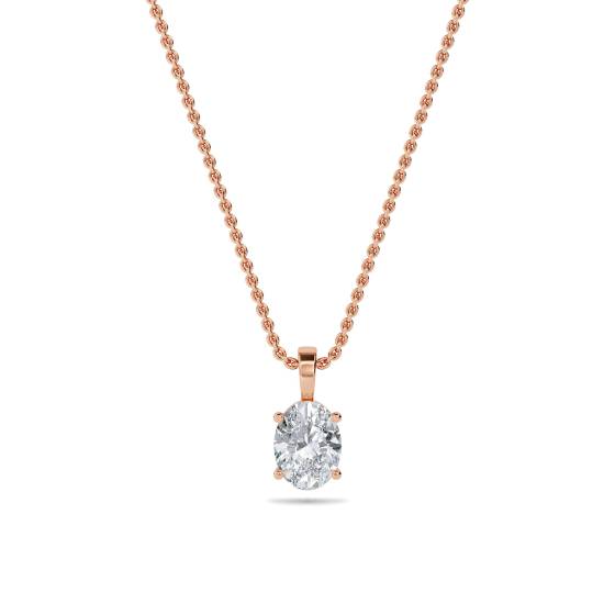 Klassischer ovaler Diamant-Solitär-Anhänger