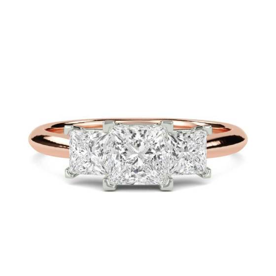 Trilogie-Ring mit 0,50 ct SI2/G Prinzess-Naturdiamanten