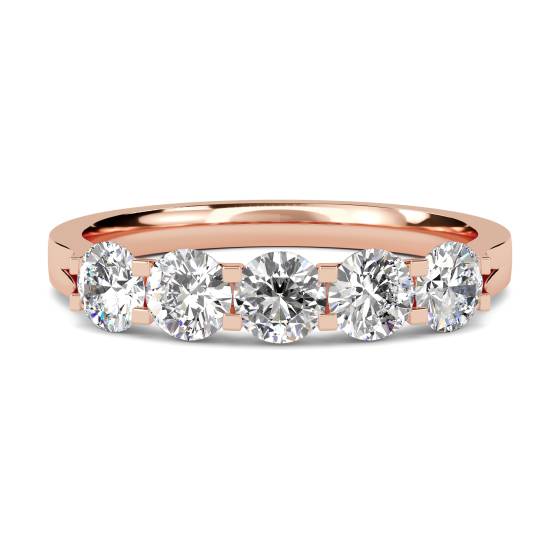 5 Stone Round Diamond Half Eternity Ring
