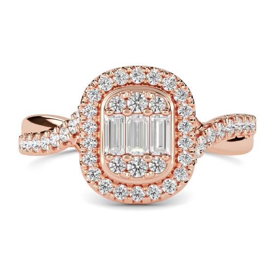 Baguette- und Runddiamant-Cluster-Ring