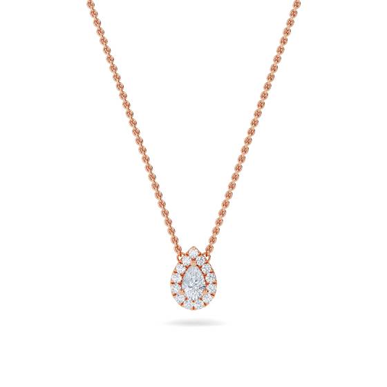 Birnen- und runder Diamant-Halo-Anhänger