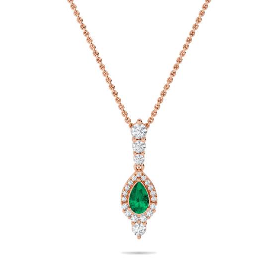Smaragd-Birnenanhänger (1,40 ct) und Kette