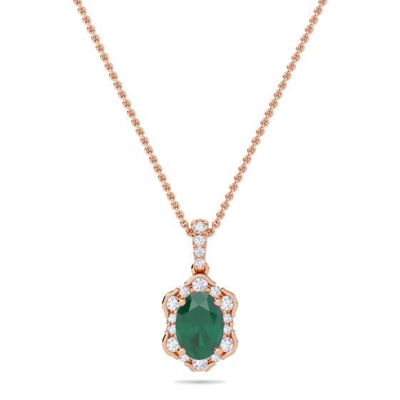 Vintage-Anhänger mit Smaragd (1,45 ct) und Kette
