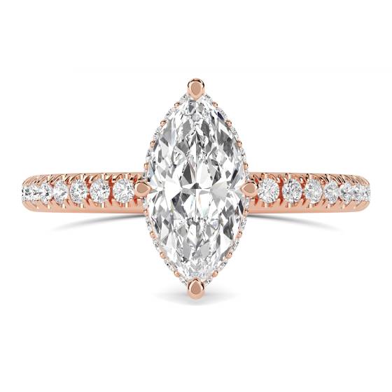 Marquise-Diamantring mit verstecktem Halo und Schulterfassung