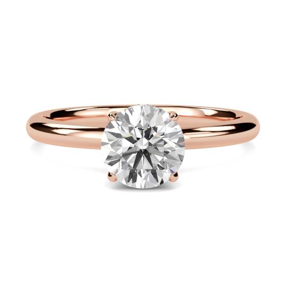 Runder Diamantring mit hohem Fass und verstecktem Halo
