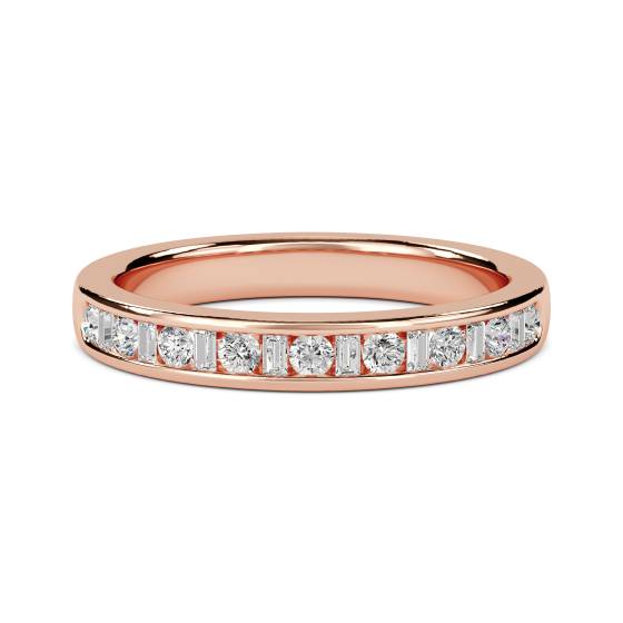 3 mm kleiner runder und Baguette-Diamant-Ewigkeitsring