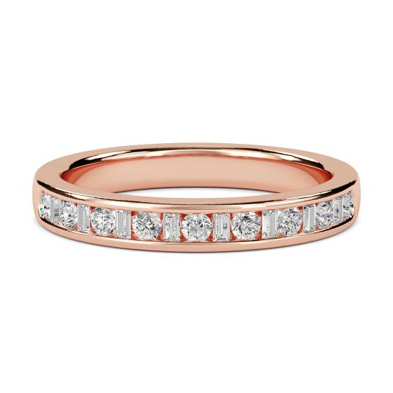 3 mm kleiner runder und Baguette-Diamant-Ewigkeitsring