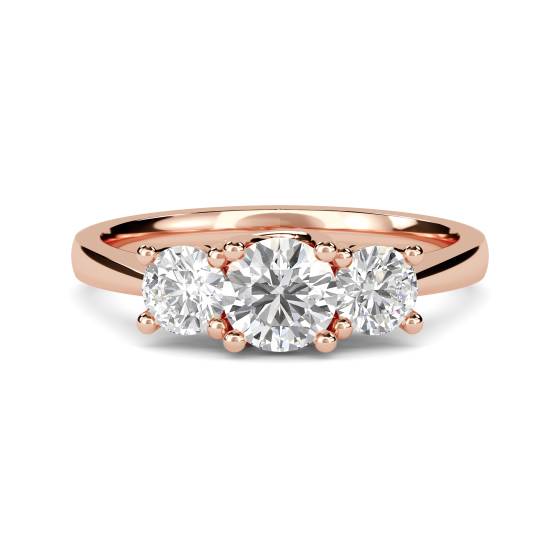 Prachtvoller Trilogie-Ring mit rundem Diamanten