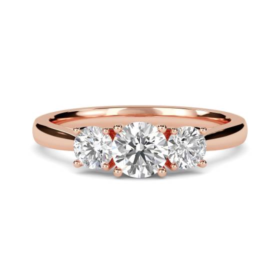 Eleganter Trilogie-Ring mit rundem Diamanten