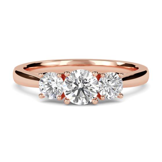 Eleganter Trilogie-Ring mit rundem Diamanten