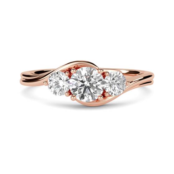 Einzigartiger Trilogie-Ring mit rundem Diamanten