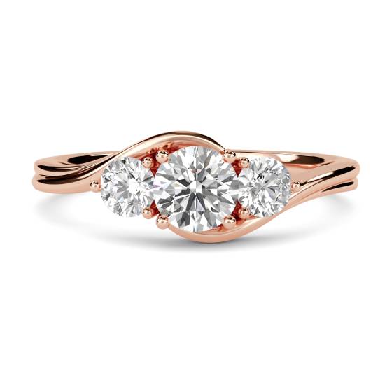 Einzigartiger Trilogie-Ring mit rundem Diamanten