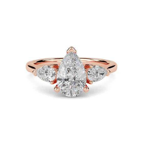 Eleganter Birnenförmiger Diamant-Trilogie-Ring