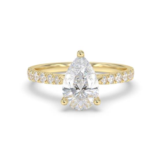 Verlobungsring mit birnenförmigem Schulterstück und Diamanten
