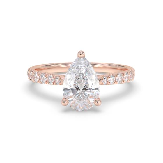 Verlobungsring mit birnenförmigem Schulterstück und Diamanten