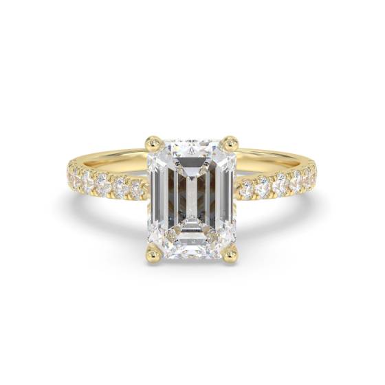 Verlobungsring mit Smaragd-Schulterbesatz und Diamanten