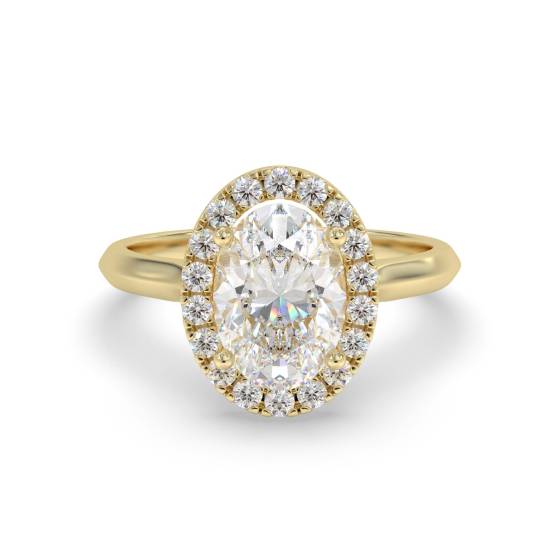 Ovaler Diamantring mit einzelnem Halo