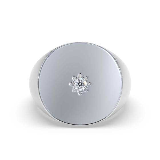 Runder Diamant-Lünettenfassung, ovaler Herren-Siegelring
