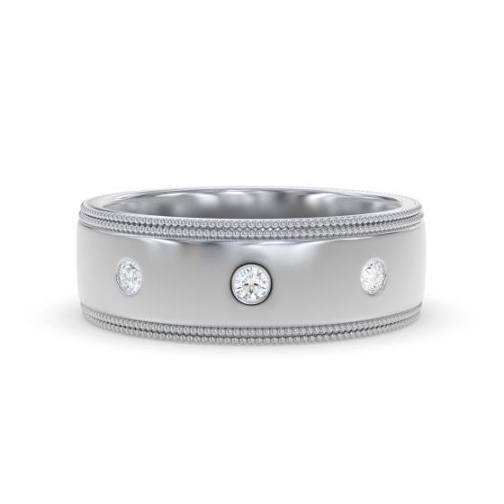 0,06 ct VS/E-F 7 mm Herrenring mit rundem Naturdiamanten