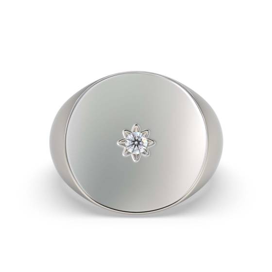 Runder Diamant-Lünettenfassung, ovaler Herren-Siegelring