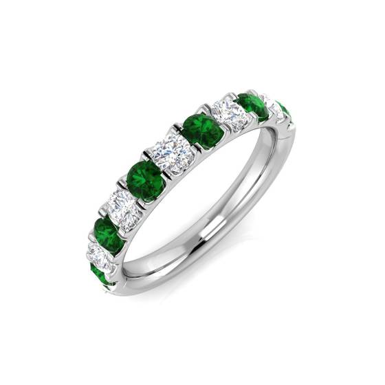 1,10 ct grüner Smaragd- und Diamant-Ewigkeitsring