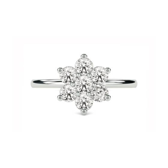 Modern Flower Round Diamond Cluster Ring