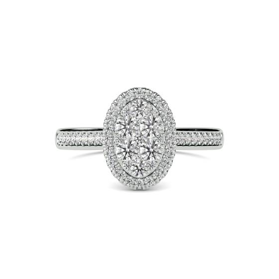 Elegant Round Diamond Halo Cluster Ring