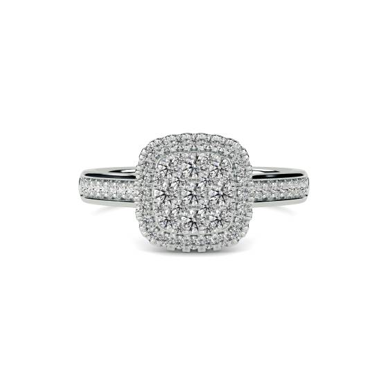Elegant Round Diamond Halo Cluster Ring