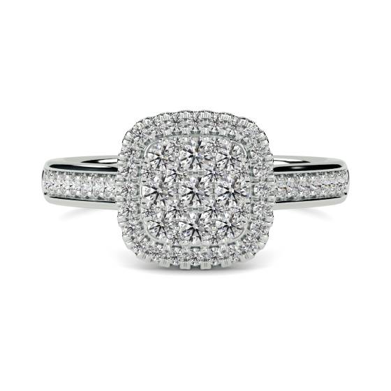 Elegant Round Diamond Halo Cluster Ring