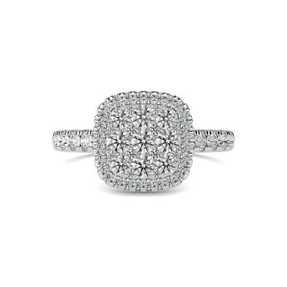 Elegant Round Diamond Halo Cluster Ring