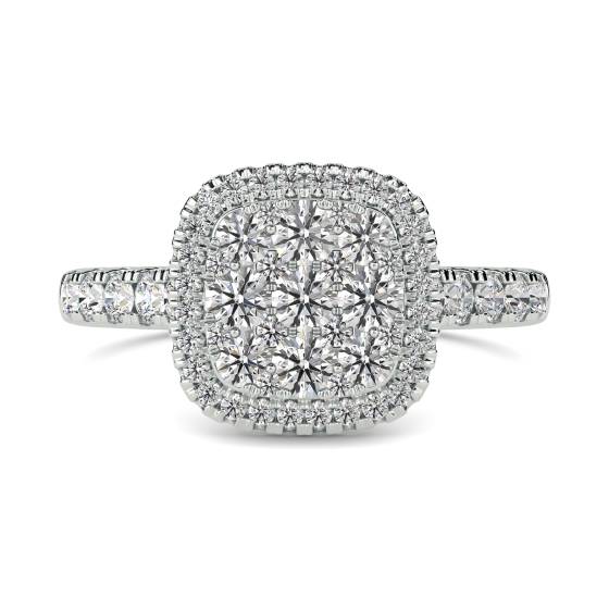 Elegant Round Diamond Halo Cluster Ring