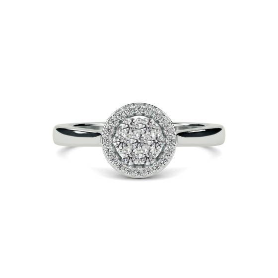 Elegant Round Diamond Halo Cluster Ring