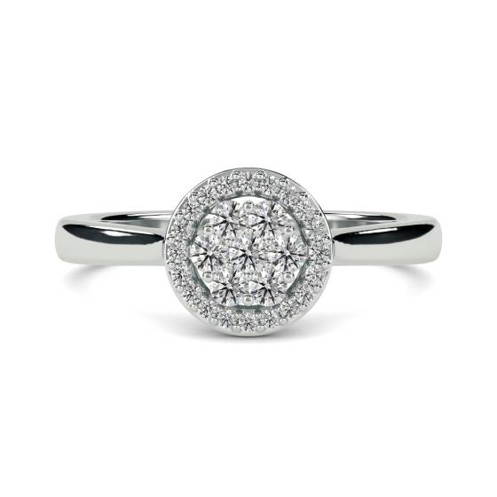 Elegant Round Diamond Halo Cluster Ring
