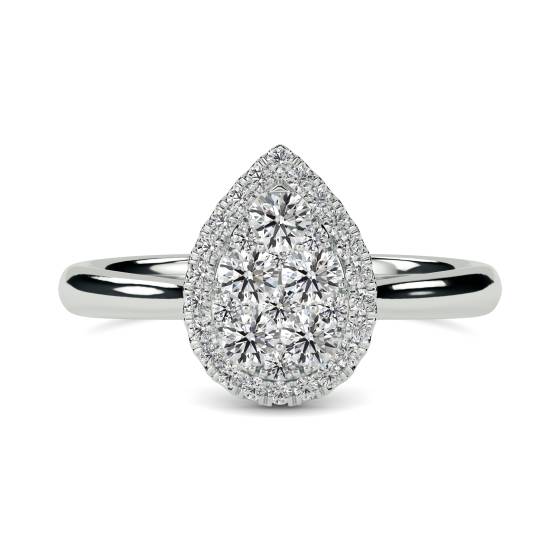 Elegant Round Diamond Halo Cluster Ring