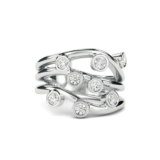 3 Round Diamond Bezel Set Stacking Designer Dress Rings