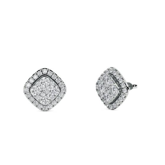Classic Round Diamond Cluster Earrings