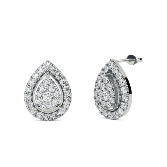Classic Round Diamond Cluster Earrings
