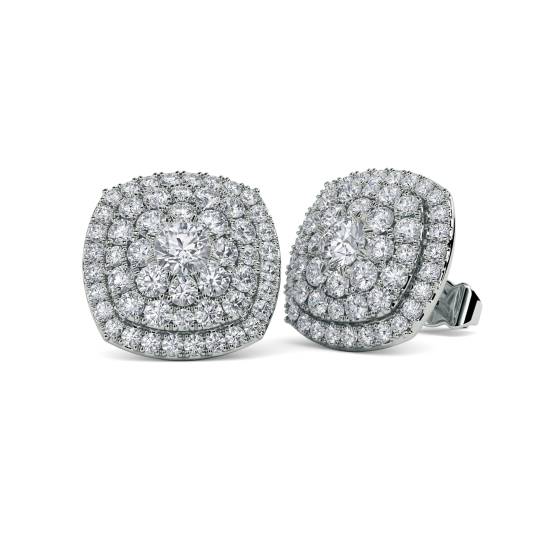 Classic Round Diamond Cluster Earrings