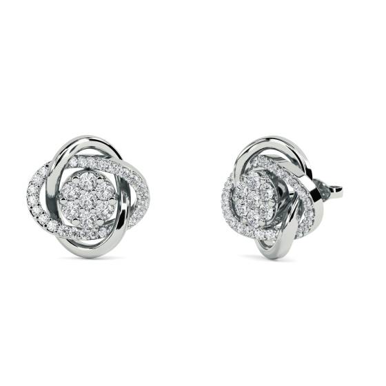 Unique Round Diamond Knot Earrings