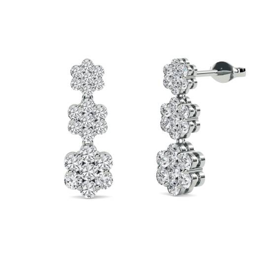 Modern Round Diamond Drop Earrings