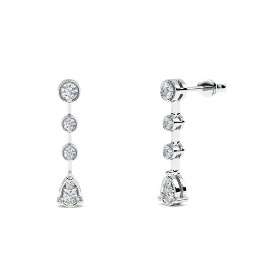 Modern Round Diamond Drop Earrings