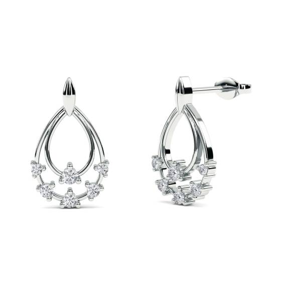 Modern Round Diamond Drop Earrings
