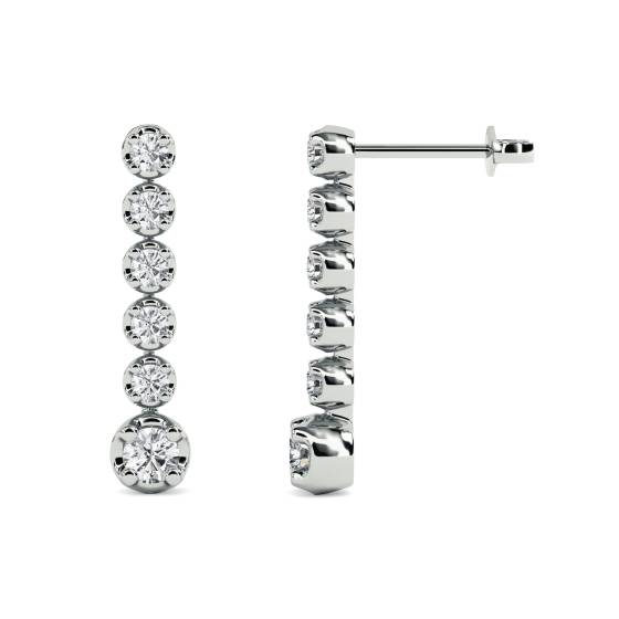 Modern Round Diamond Drop Earrings