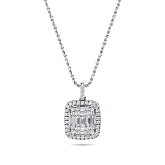 Cluster Round and Baguette Diamond Designer Pendant