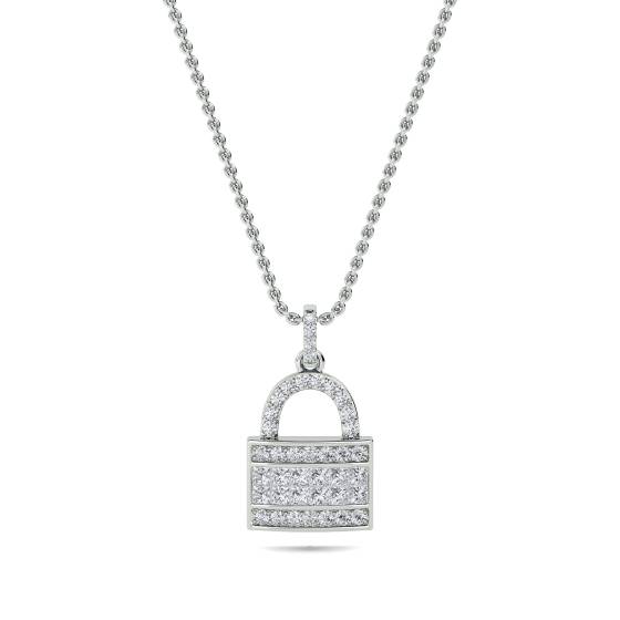 Cluster Round Diamond Designer Padlock Pendant