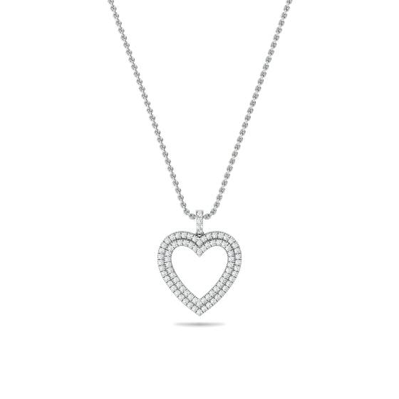 Classic Round Diamond Heart Pendant