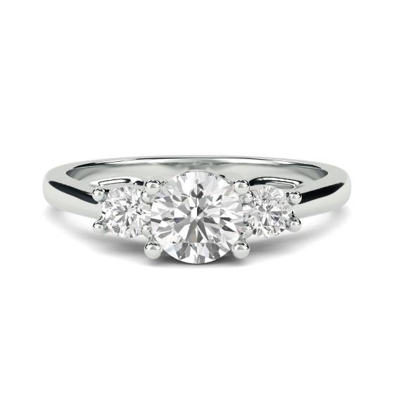 Einzigartiger Trilogie-Ring mit rundem Diamanten